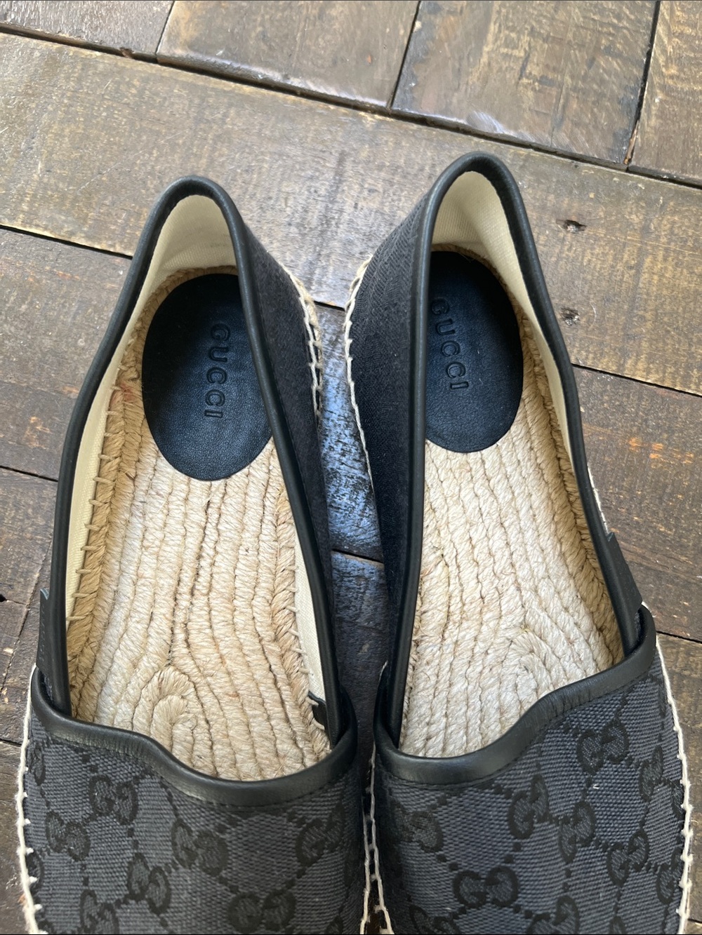 Gucci Black GG Canvas Espadrille Flats - Picture 3 of 5